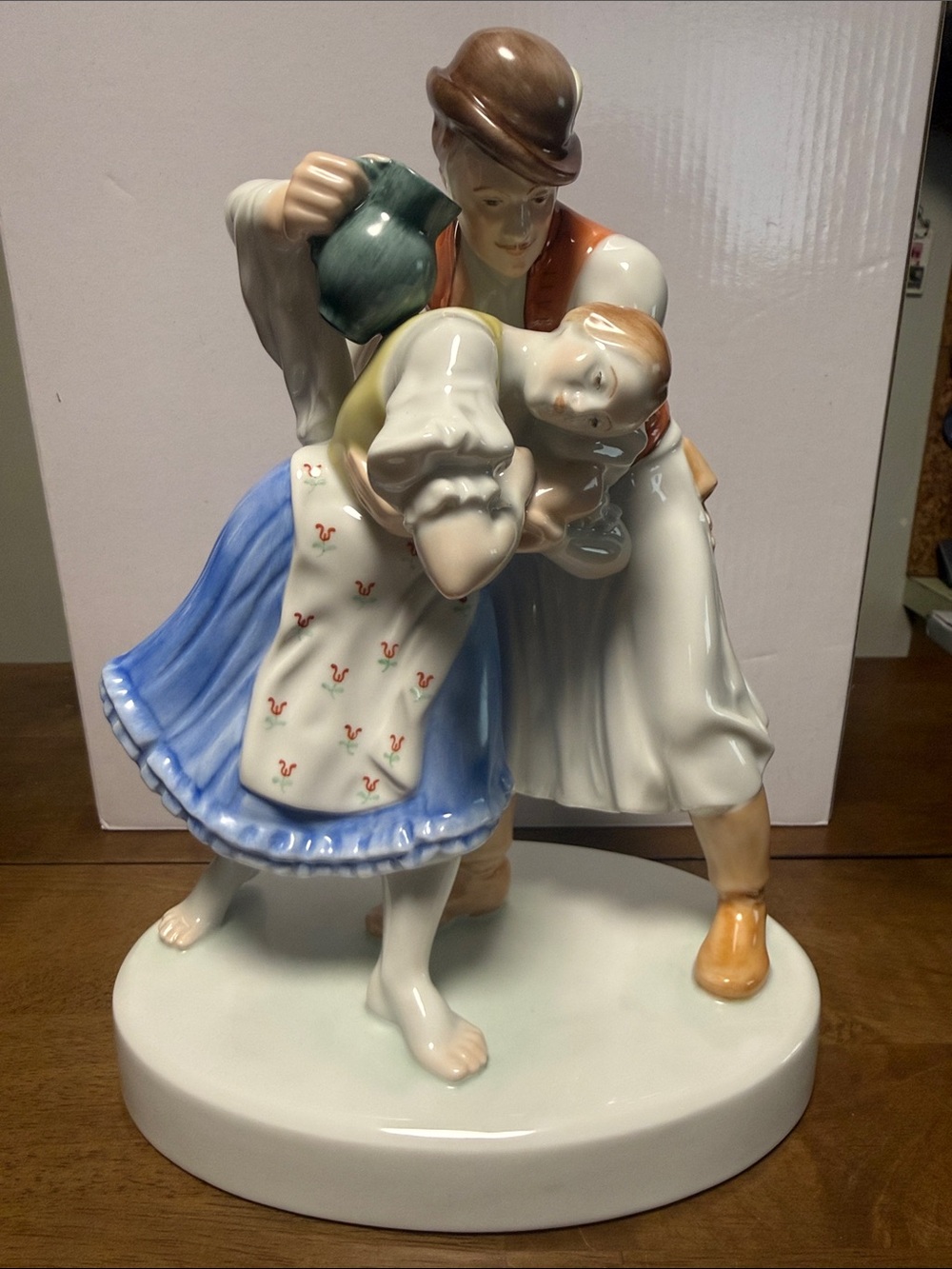 HEREND Hungary Hand Painted Porcelain Figurine Easter Monday Ritual Bela Markup